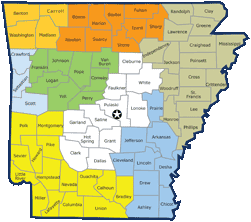 Map of Arkansas Deaneries